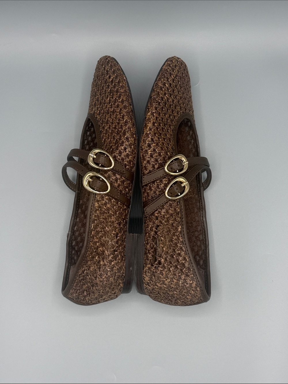 NWOB Dolce Vita Sz 7 Brown Woven Double-Strap Mary Jane Flats - Picture 4 of 7
